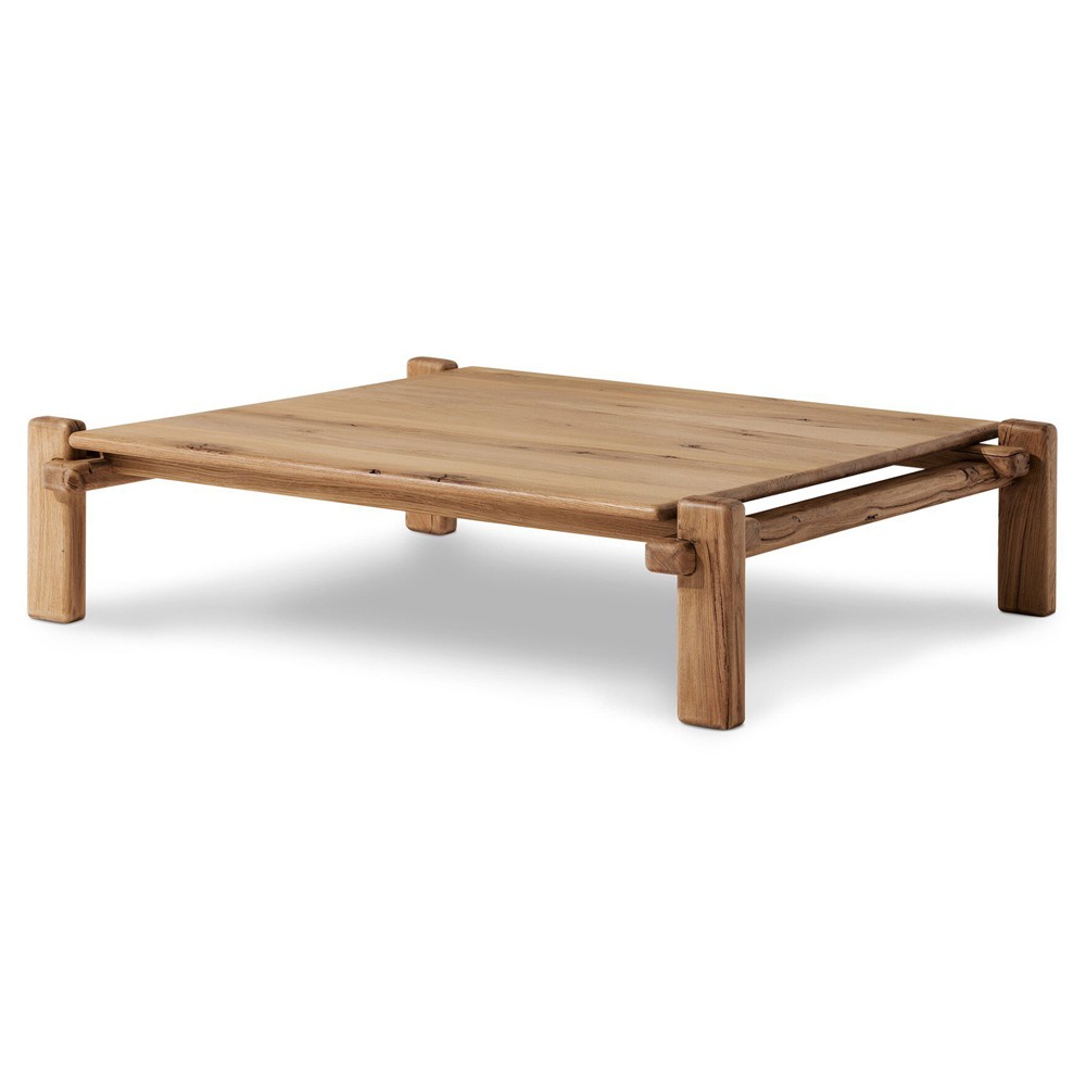 Riona Rustic Lodge Natural Reclaimed Oak Square Coffee Table|