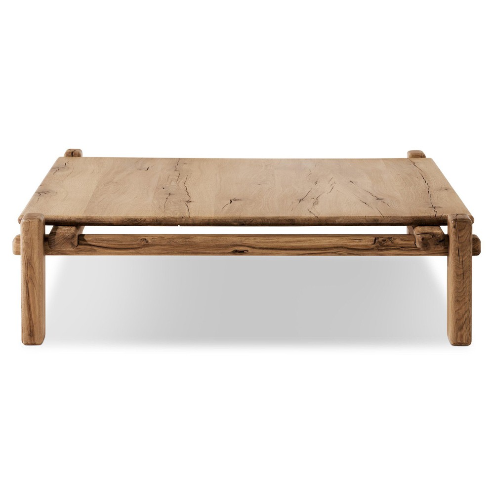 Riona Rustic Lodge Natural Reclaimed Oak Square Coffee Table|
