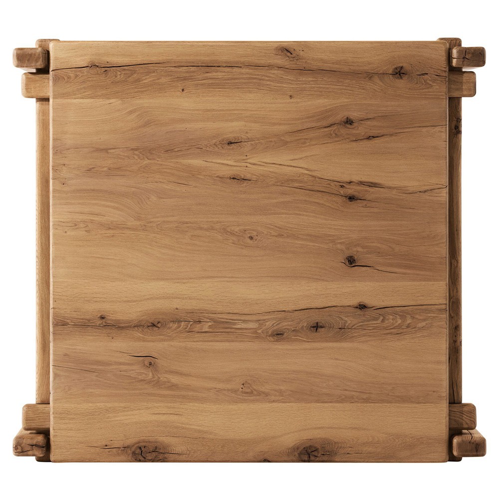 Riona Rustic Lodge Natural Reclaimed Oak Square Coffee Table|
