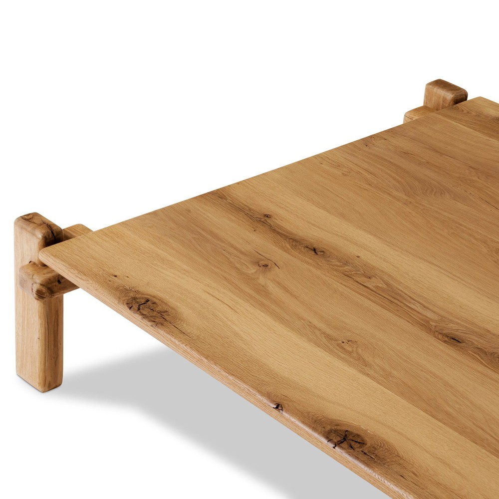 Riona Rustic Lodge Natural Reclaimed Oak Square Coffee Table|