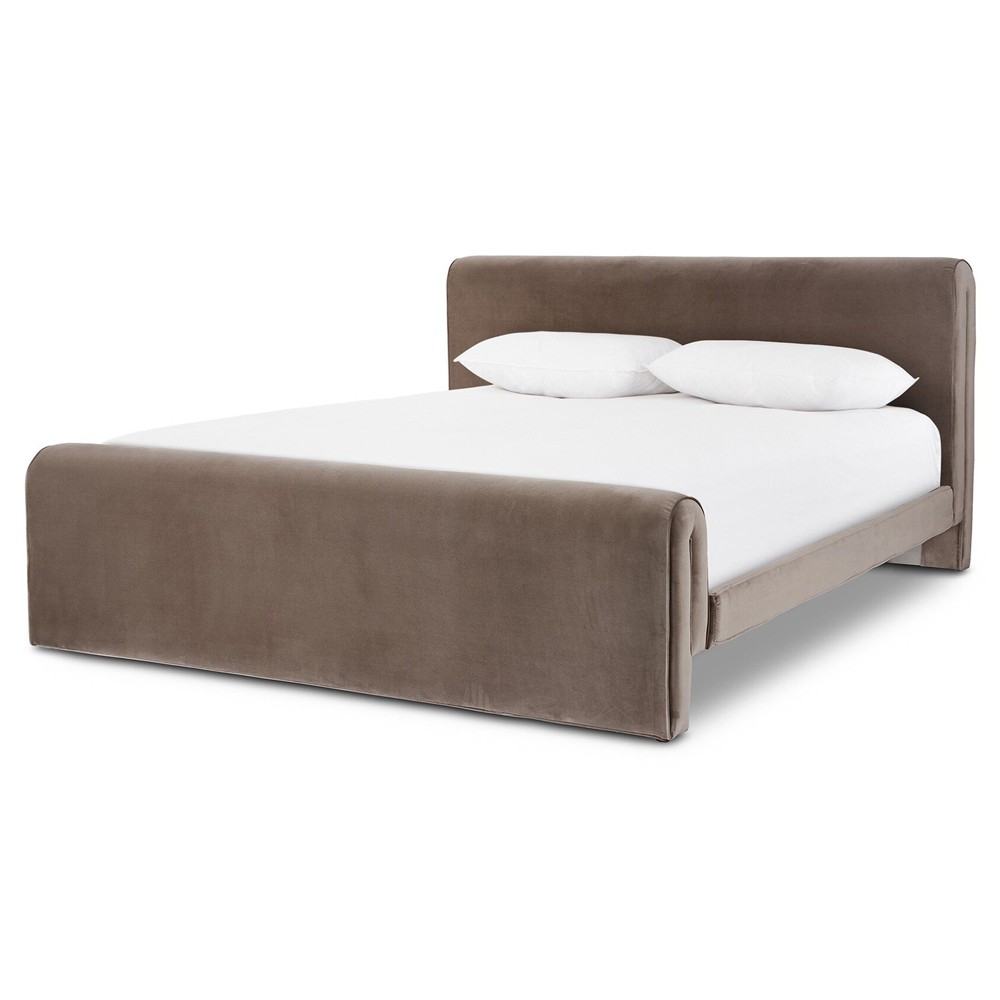 Brianne Modern Classic Grey Velvet Performance Bed - Queen|