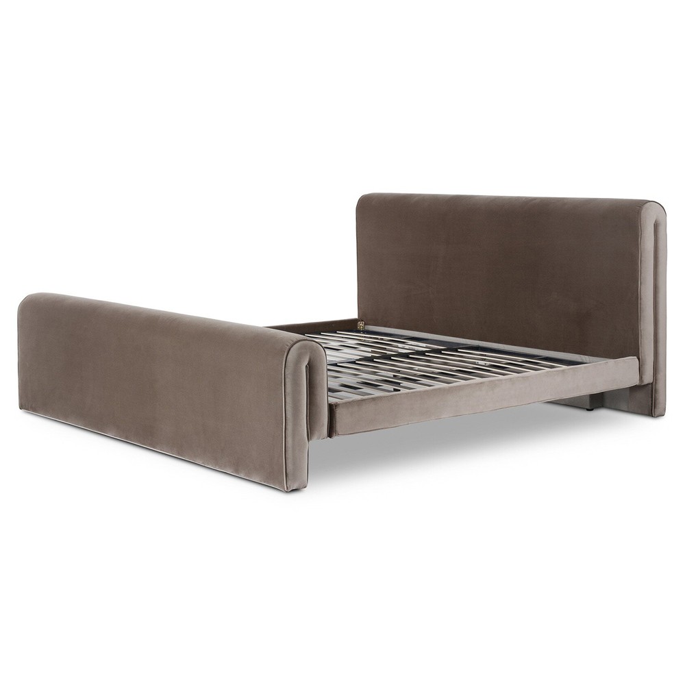 Brianne Modern Classic Grey Velvet Performance Bed - Queen|