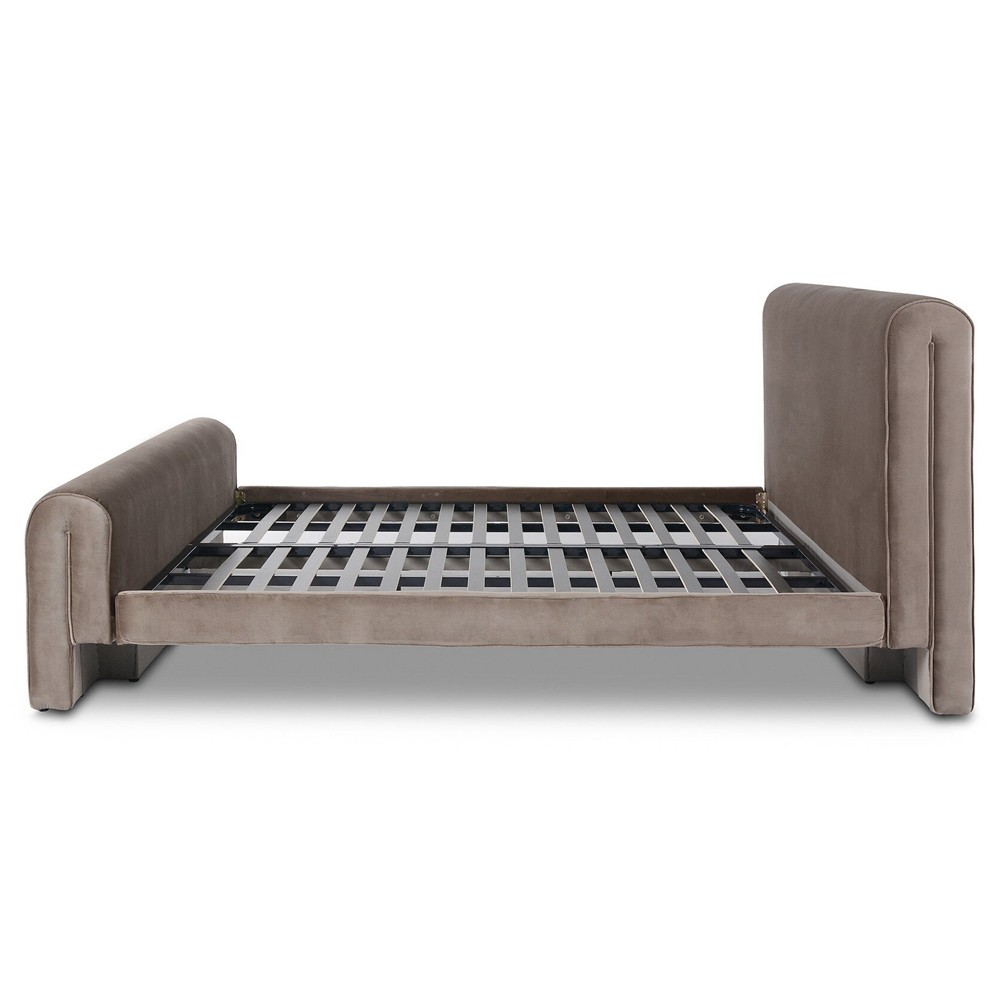 Brianne Modern Classic Grey Velvet Performance Bed - Queen|