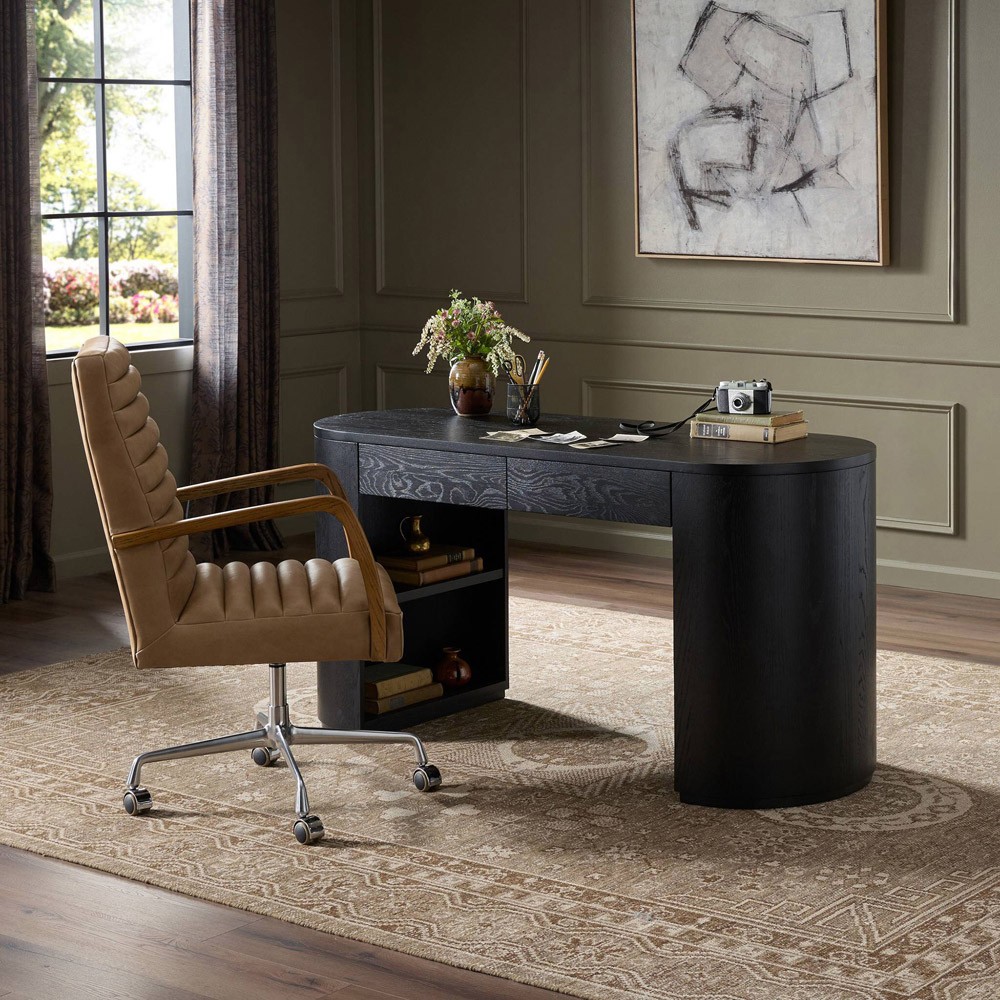 Mars Modern Classic Black Oak Oval Desk|