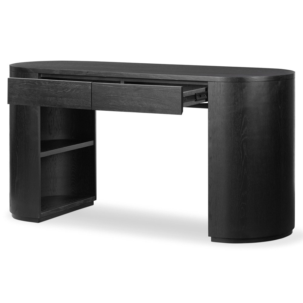 Mars Modern Classic Black Oak Oval Desk|