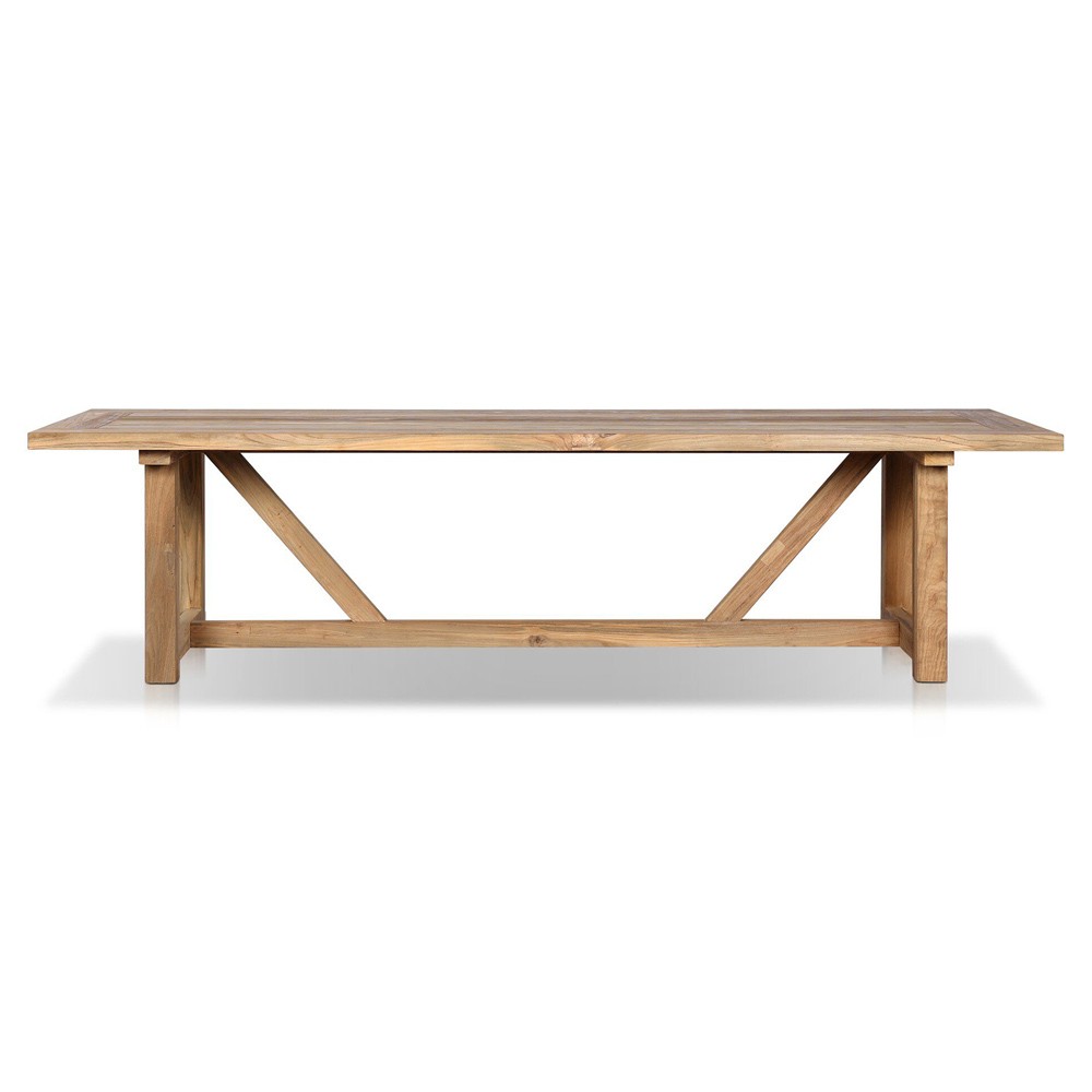 Stephie Light Brown Reclaimed Teak Rectangular Outdoor Dining Table - 118"|