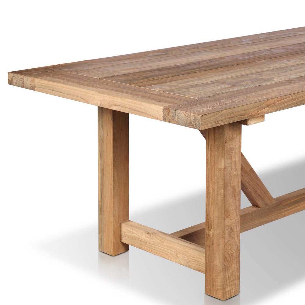 Stephie Light Brown Reclaimed Teak Rectangular Outdoor Dining Table - 118"|