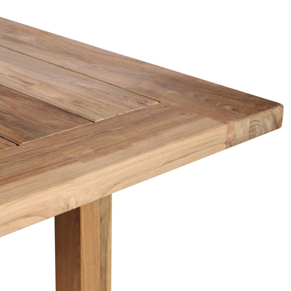 Stephie Light Brown Reclaimed Teak Rectangular Outdoor Dining Table - 118"|