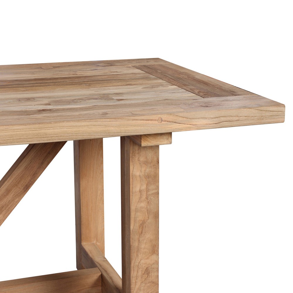 Stephie Light Brown Reclaimed Teak Rectangular Outdoor Dining Table - 118"|
