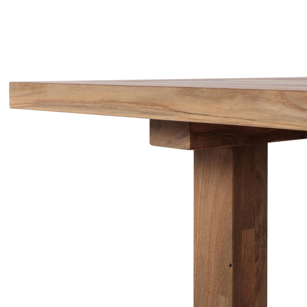 Stephie Light Brown Reclaimed Teak Rectangular Outdoor Dining Table - 118"|