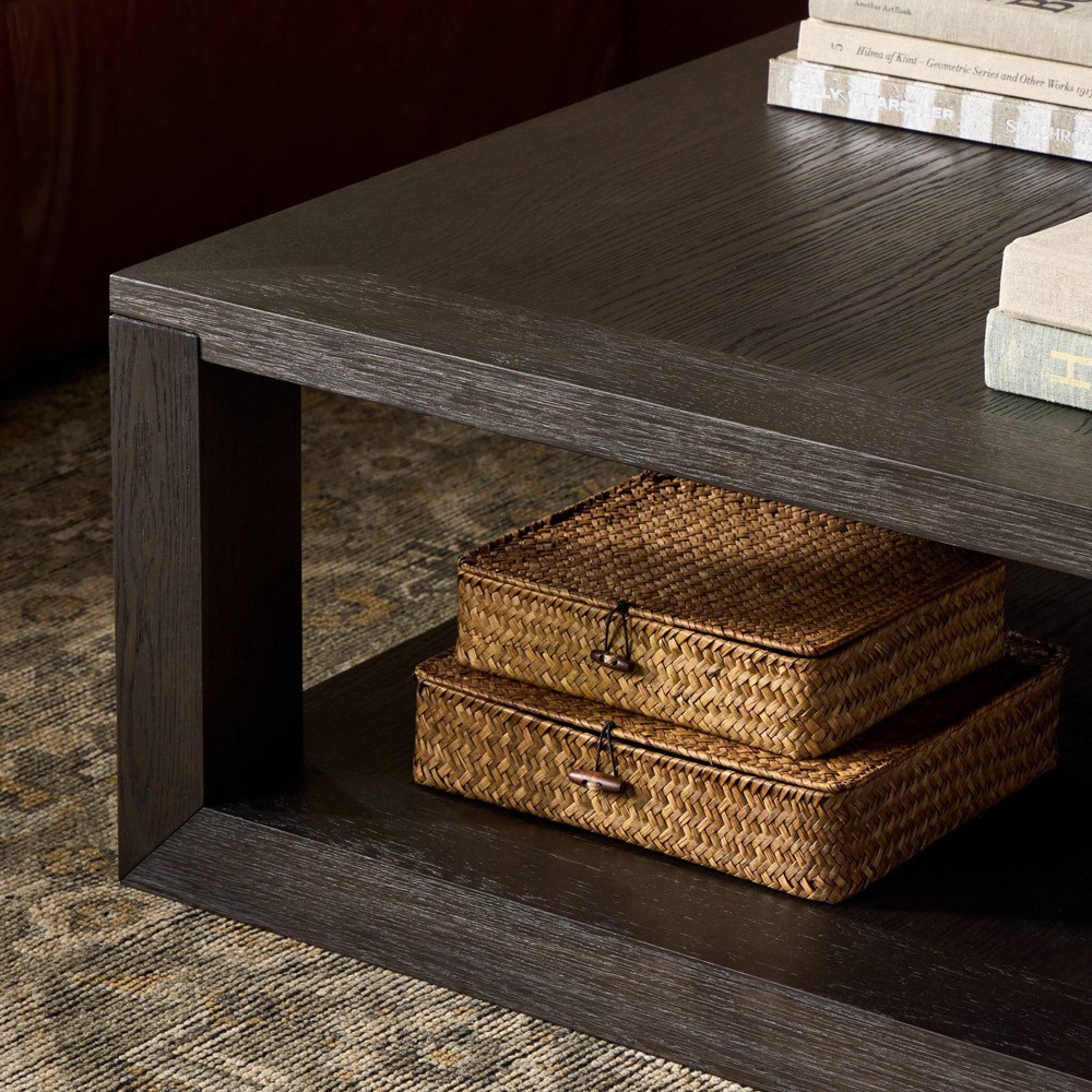 Tahoma Modern Classic Dark Brown Oak Square Coffee Table|
