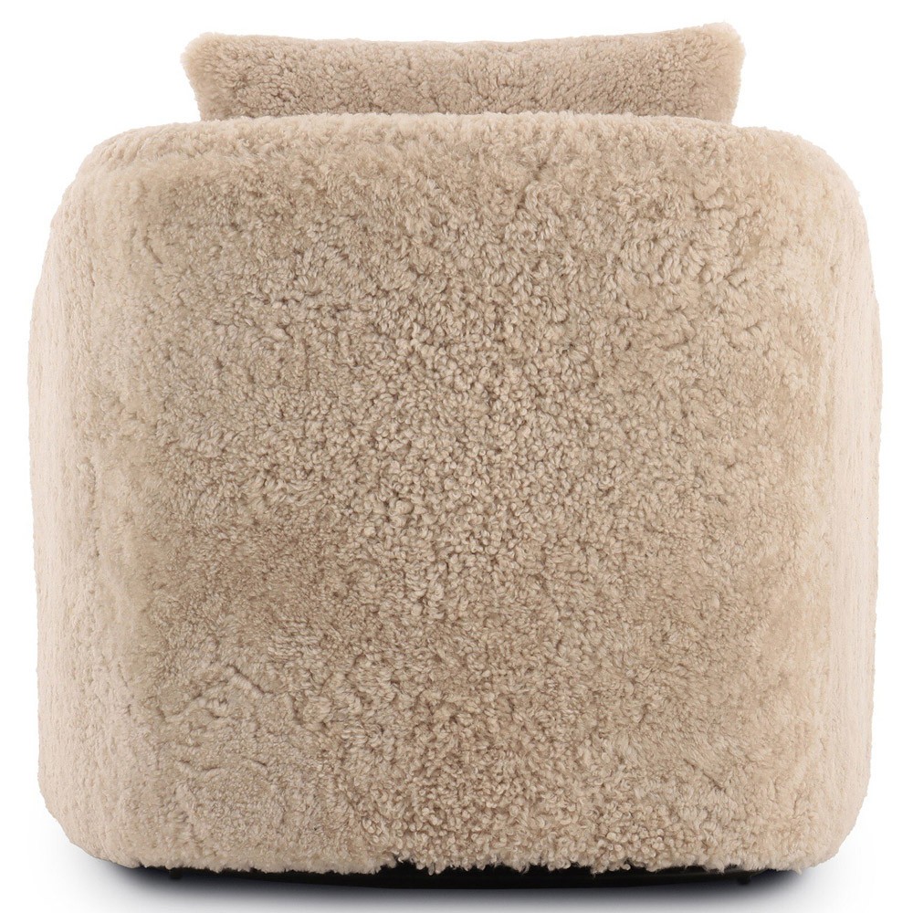 Perrin Modern Classic Beige Shearling Swivel Barrel Chair|