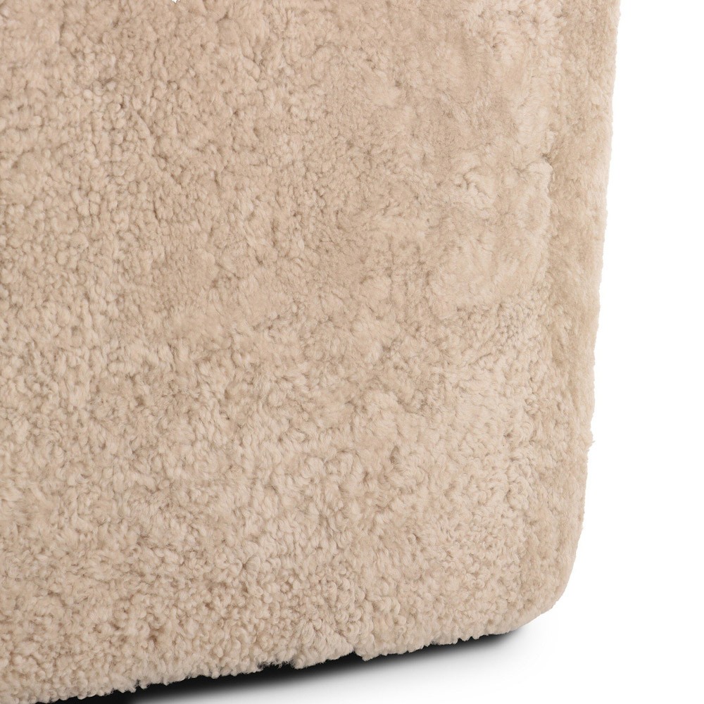 Perrin Modern Classic Beige Shearling Swivel Barrel Chair|