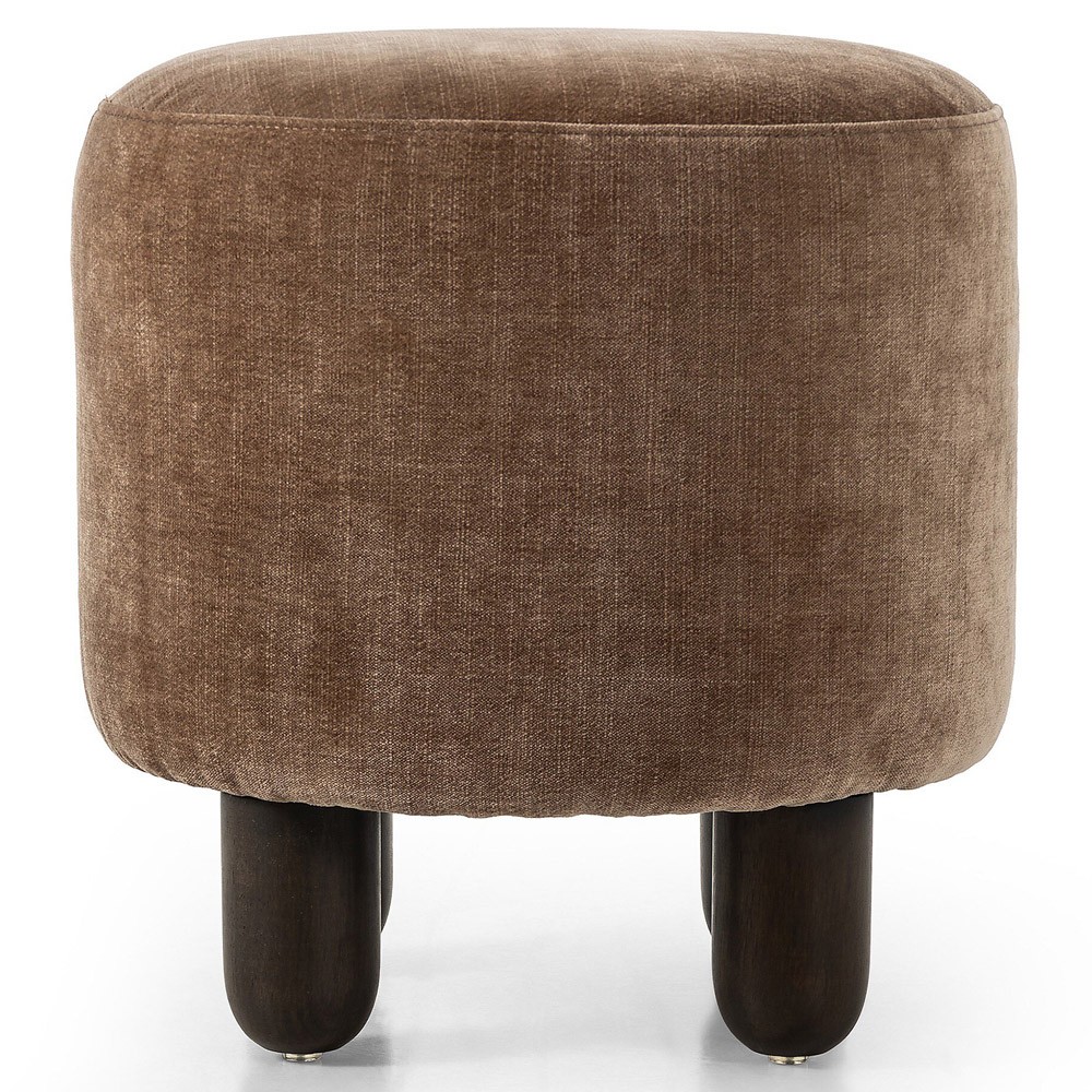 Zena Modern Classic Brown Velvet Round Ottoman|