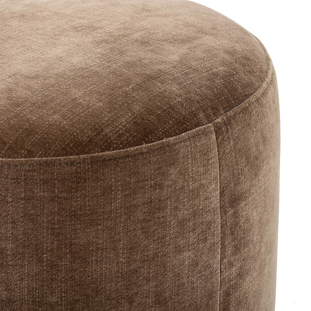 Zena Modern Classic Brown Velvet Round Ottoman|