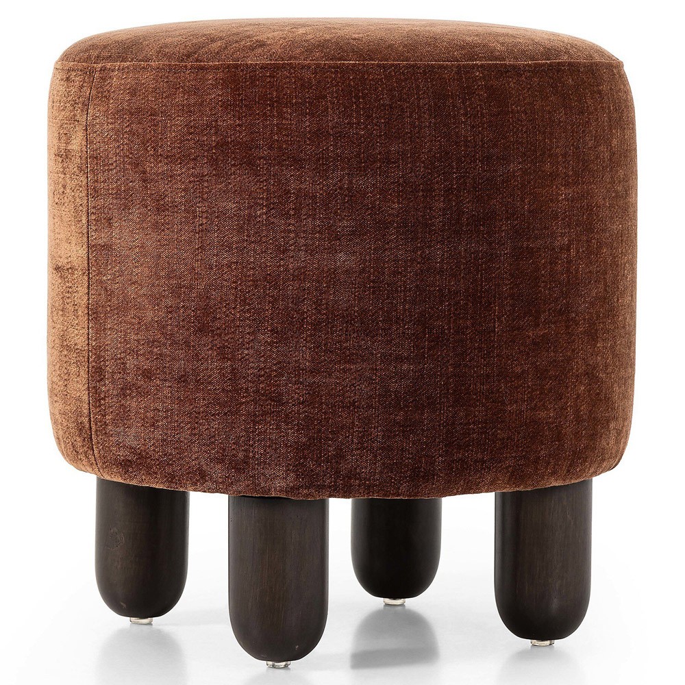 Zena Modern Classic Rust Velvet Round Ottoman|