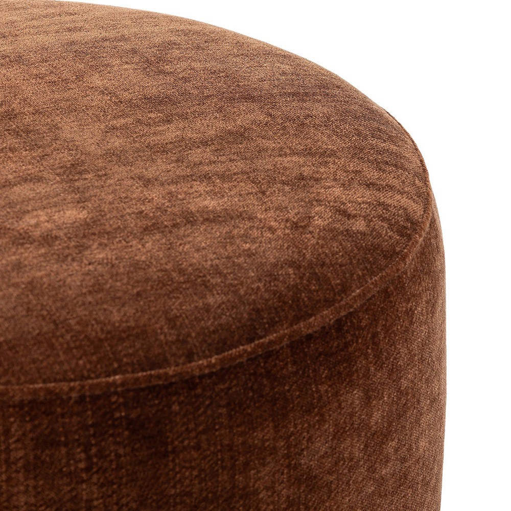 Zena Modern Classic Rust Velvet Round Ottoman|