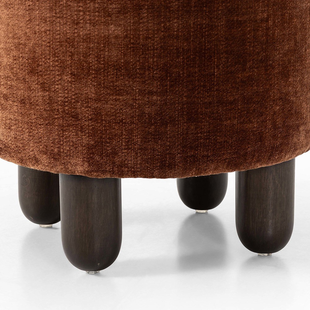 Zena Modern Classic Rust Velvet Round Ottoman|