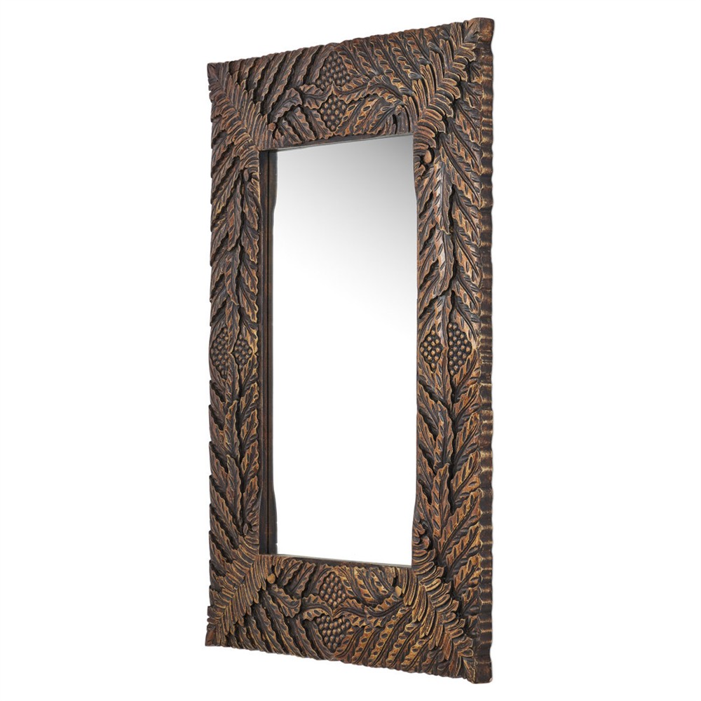 Vittoria Traditional Antique Gold Carved Wood Acanthus Leaf Wall Mirror|