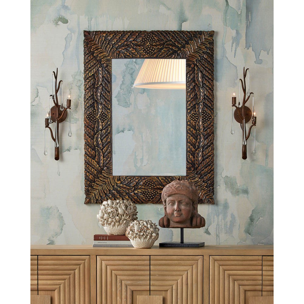 Vittoria Traditional Antique Gold Carved Wood Acanthus Leaf Wall Mirror|