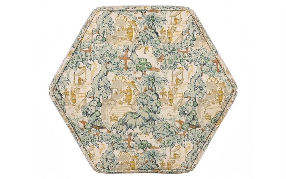 Evans Willow Green Toile Skirted Ottoman|