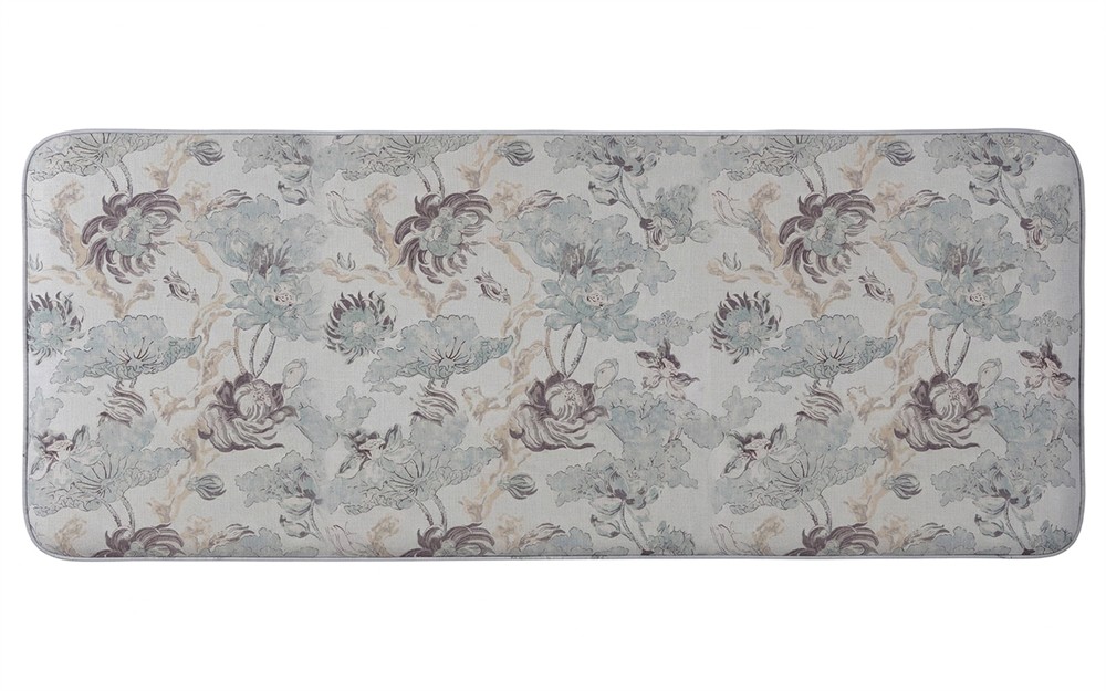 Emerson Misty Blue Linen Floral Bench|