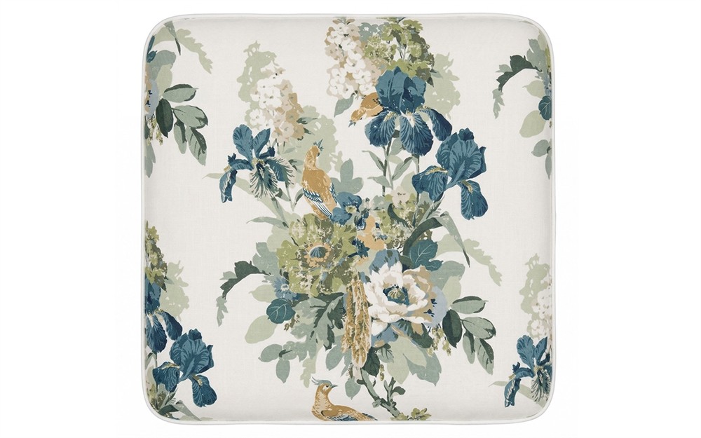 Emerson Blue Sage Linen Square Ottoman|