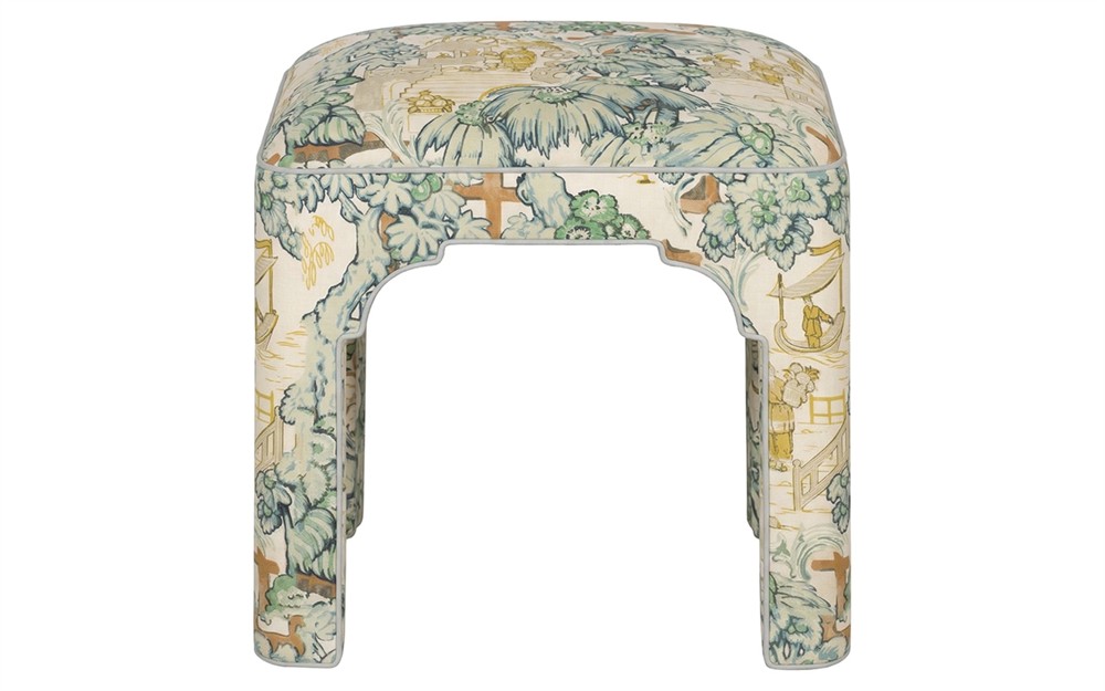 Emerson Willow Green Toile  Square Ottoman|