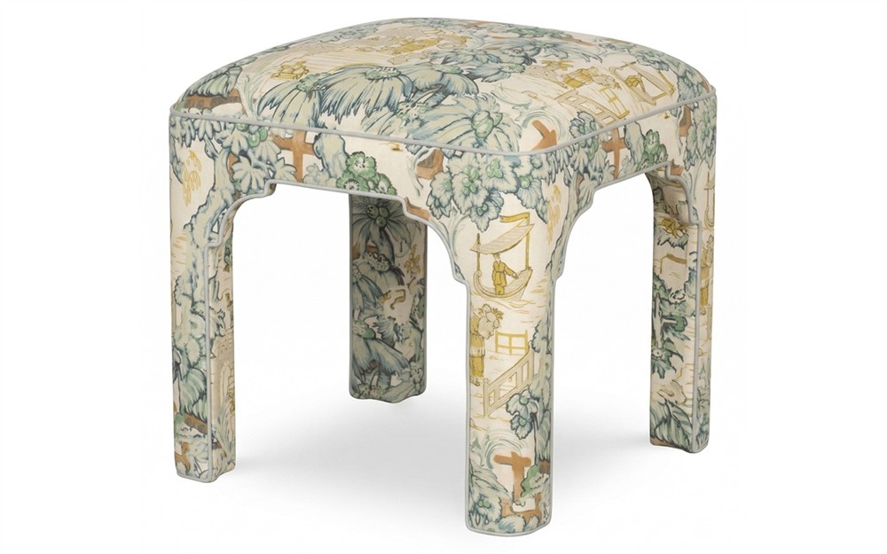 Emerson Willow Green Toile  Square Ottoman|