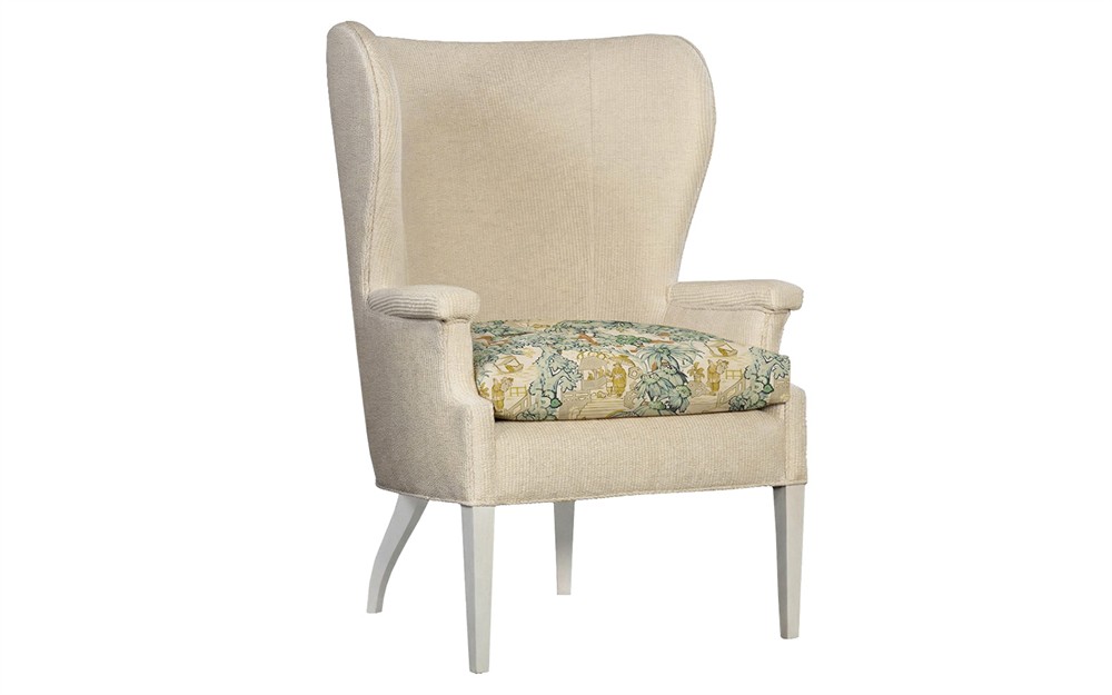 Ralph Willow Green Toile Wing Chair|