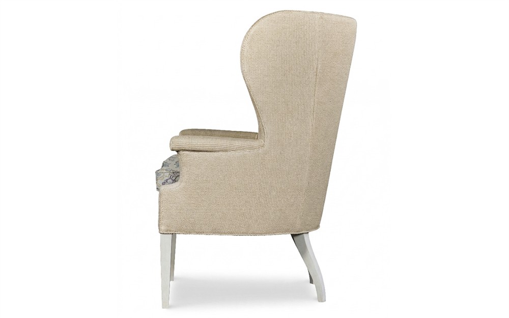 Ralph Misty Blue Linen Floral Wing Chair|