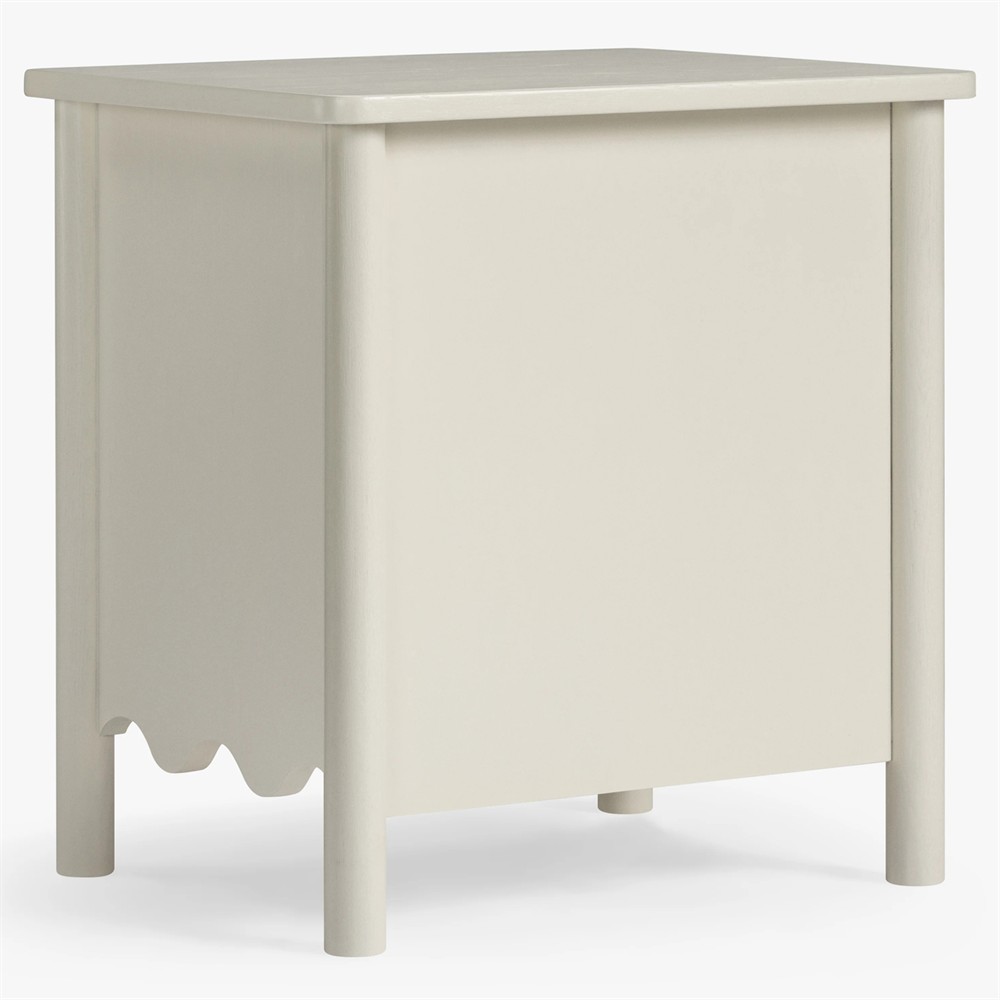 Maeva Updated Traditional Cream Oak Wood Scalloped Nightstand |