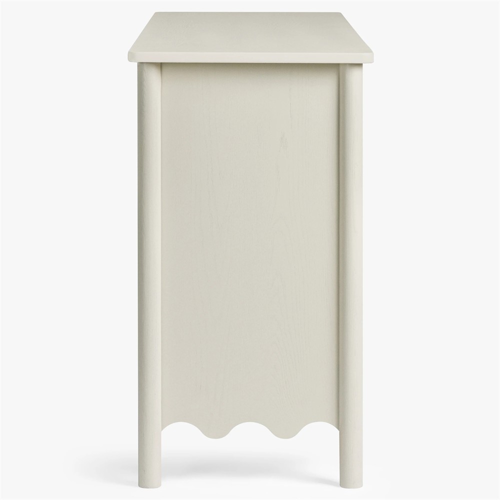 Maeva Updated Traditional Cream Oak Wood Scalloped Double Dresser|