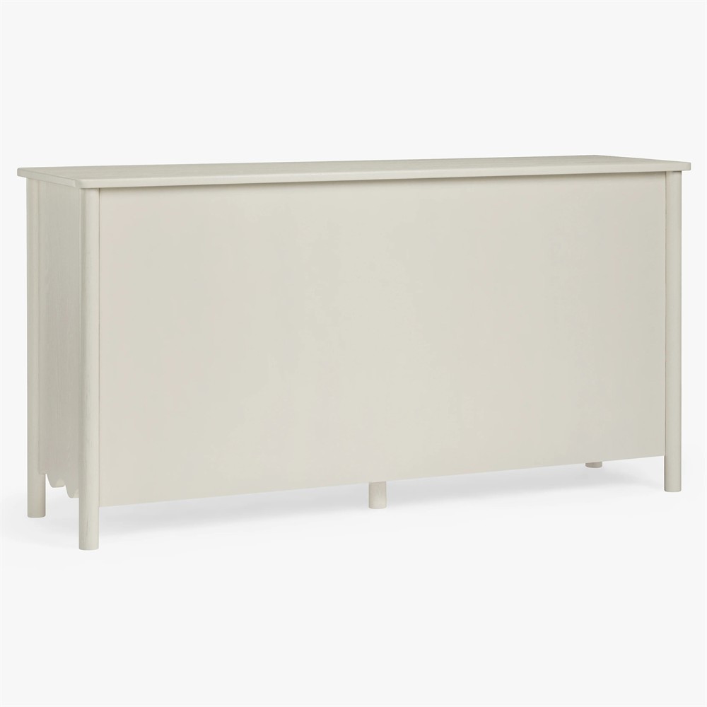 Maeva Updated Traditional Cream Oak Wood Scalloped Double Dresser|