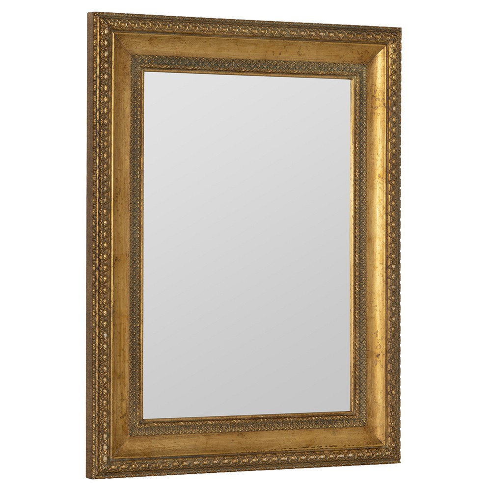 Alistair Updated Traditional Gold Rectangular Beveled Wall Mirror|