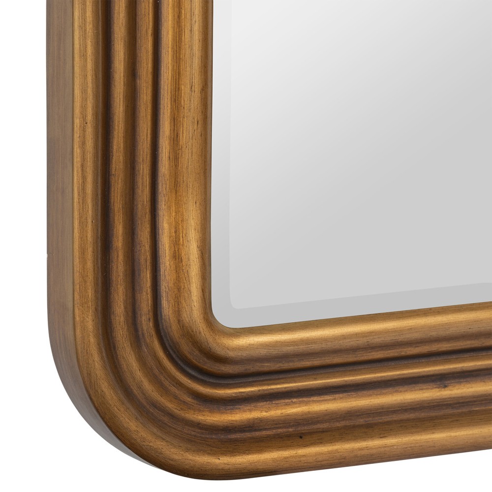 Mira Updated Traditional Antique Gold Arched Beveled Wall Mirror|
