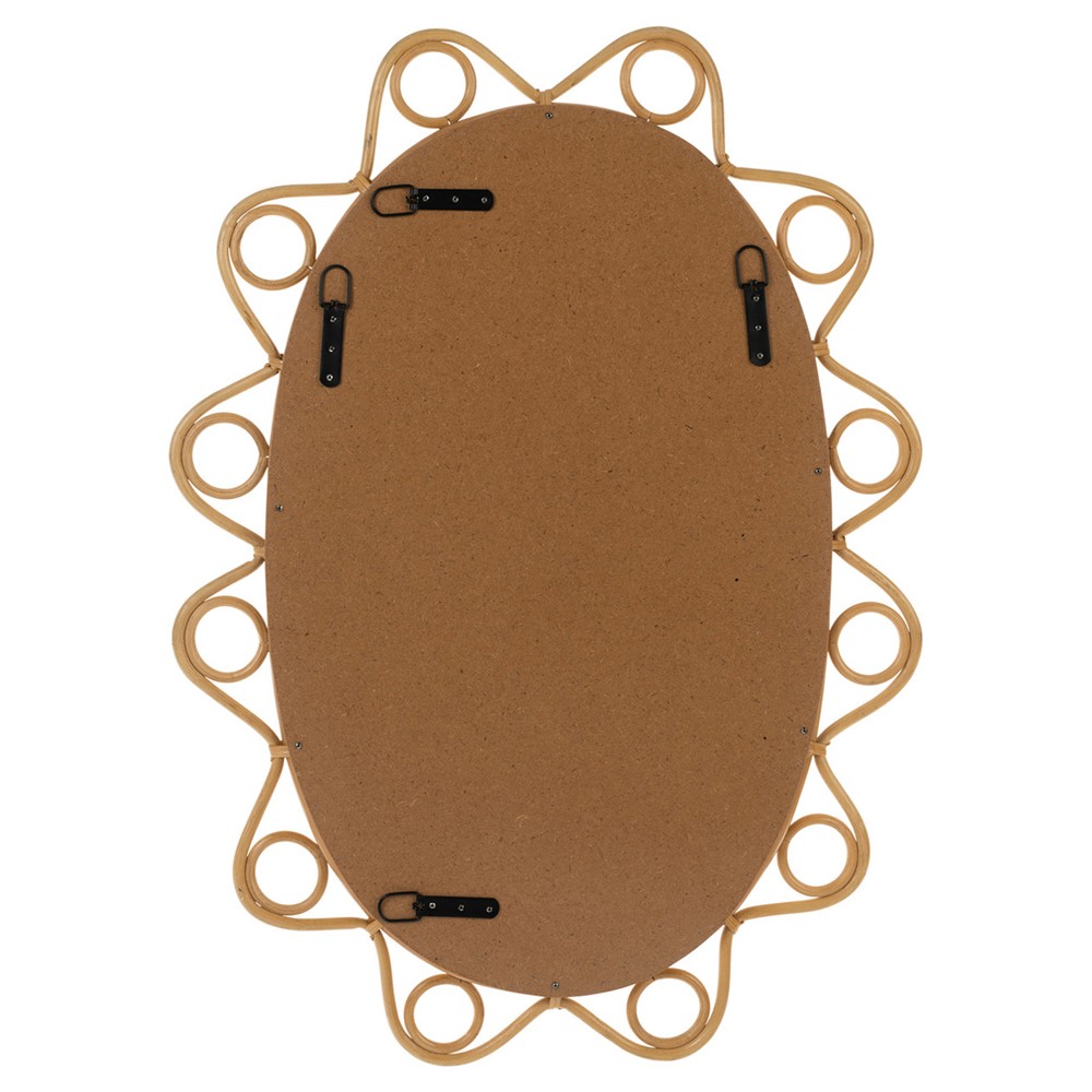 Clementine Coastal Beach Natural Rattan Oval Beveled Wall Mirror|