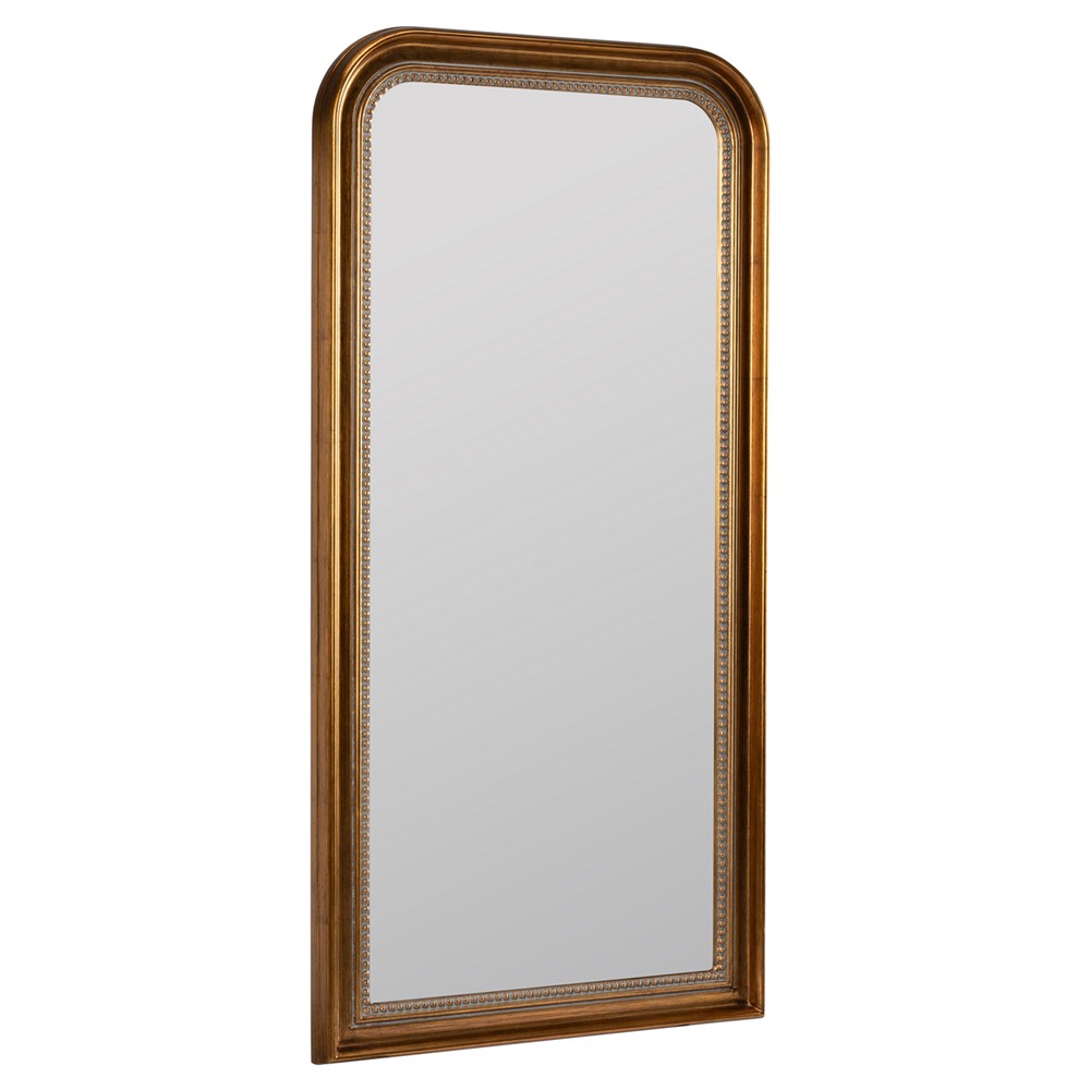 Lucienne Updated Traditional Antique Gold Arched Beveled Wall Mirror|