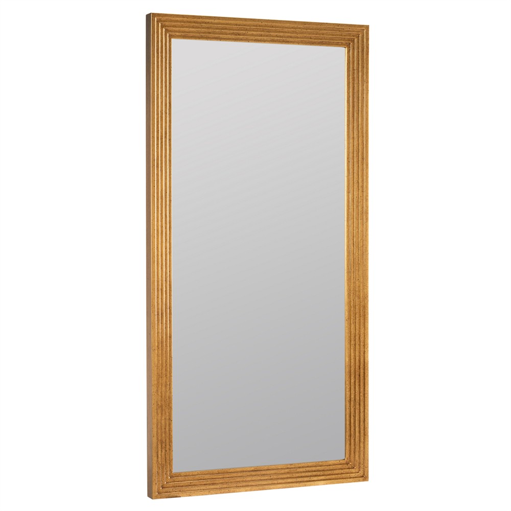 Vivienne Updated Traditional Antique Gold Rectangular Beveled Wall Mirror|