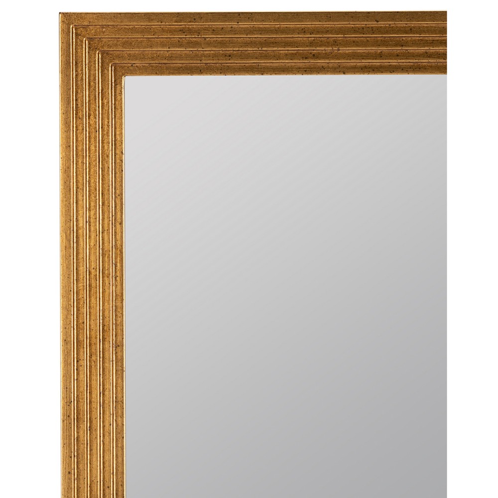 Vivienne Updated Traditional Antique Gold Rectangular Beveled Wall Mirror|