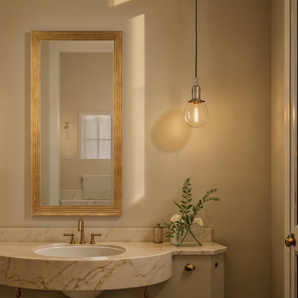 Vivienne Updated Traditional Antique Gold Rectangular Beveled Wall Mirror|