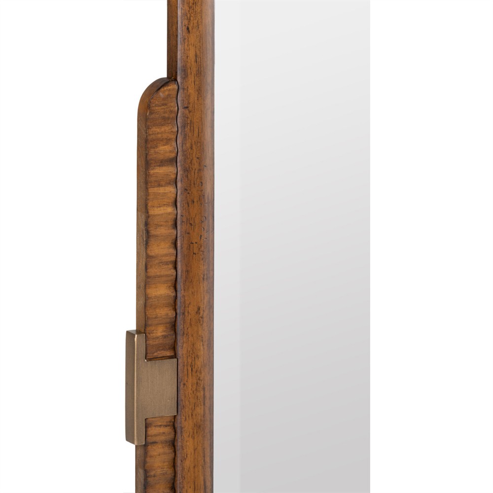 Psalms Modern Classic Dark Brown Wood Beveled Wall Mirror|