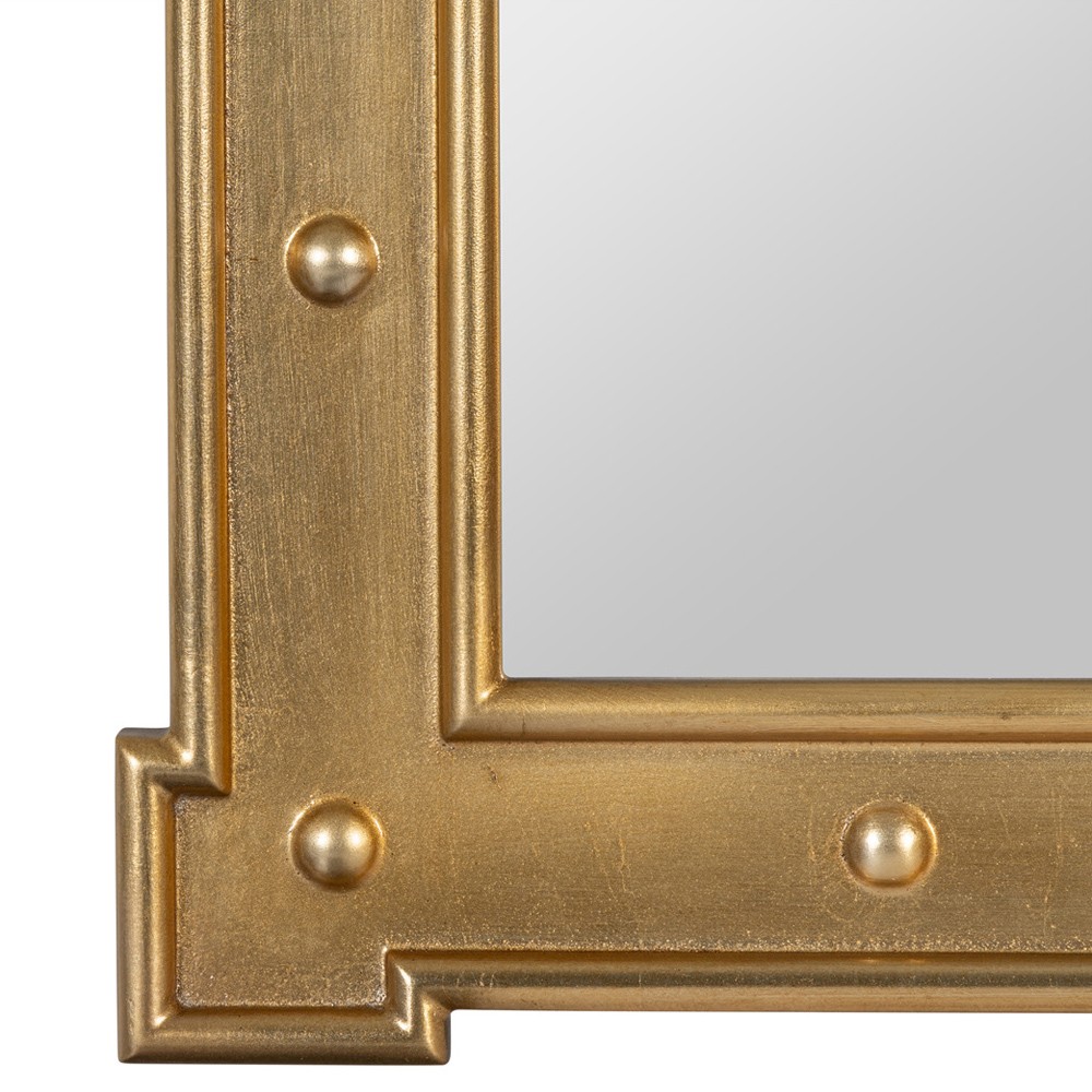 Anastasia Updated Traditional Gold Rivet Rectangular Wall Mirror|