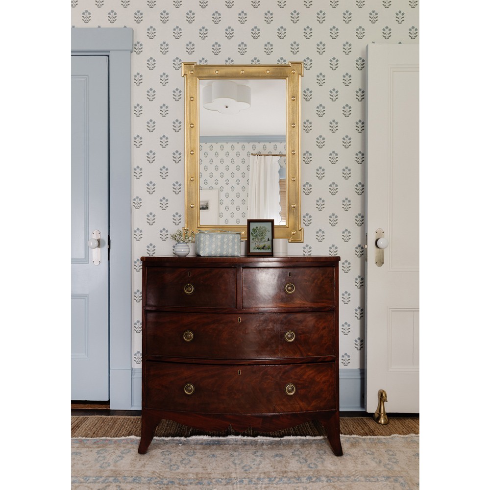 Anastasia Updated Traditional Gold Rivet Rectangular Wall Mirror|