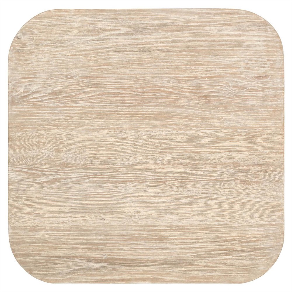 Velle Coastal Beach Cream Washed Oak Square End Table|