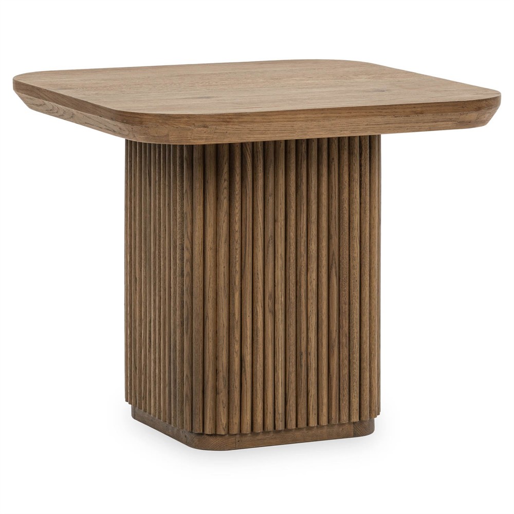 Velle Coastal Beach Brown Oak Square End Table|