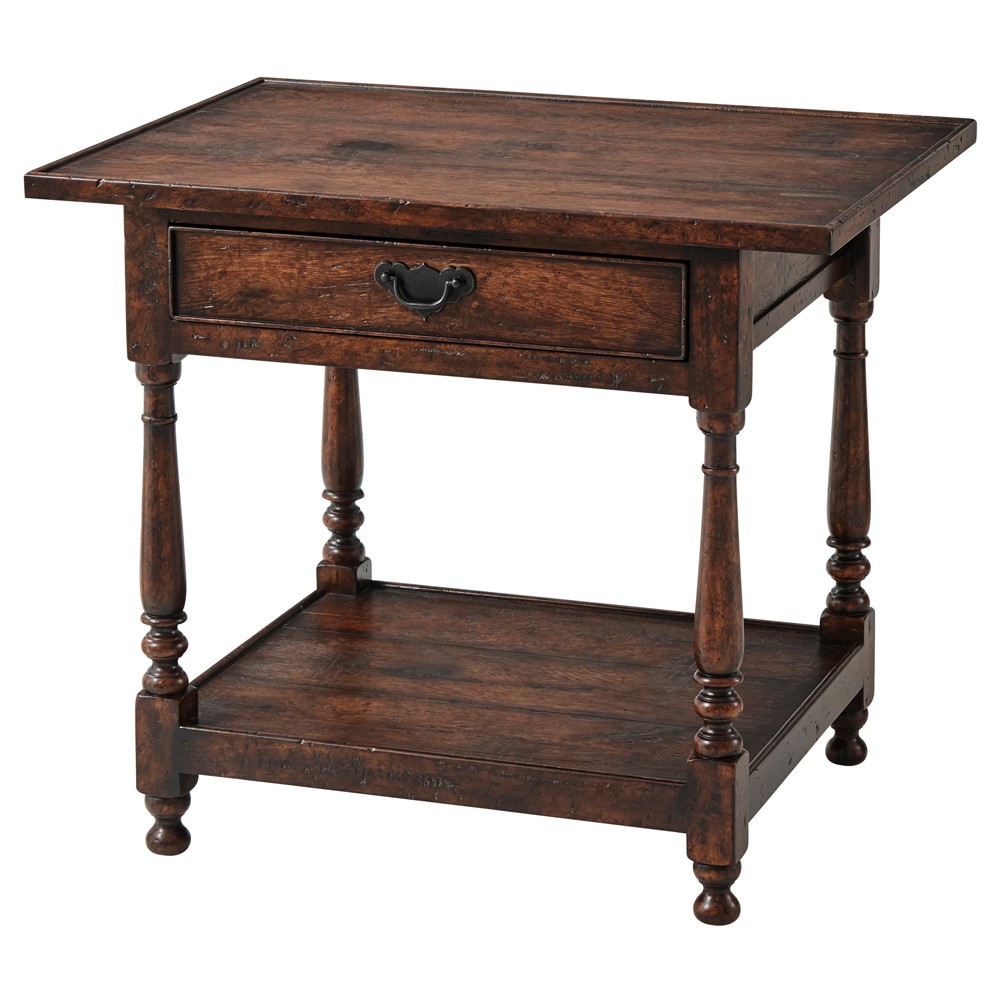 Agustin Updated Traditional Brown Reclaimed Oak Rectangular Side Table|