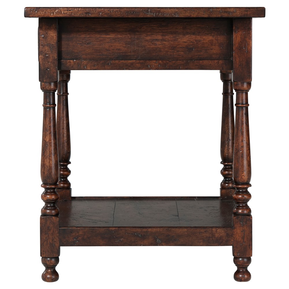 Agustin Updated Traditional Brown Reclaimed Oak Rectangular Side Table|