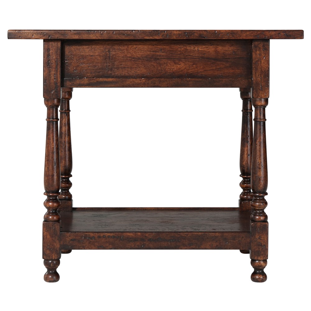 Agustin Updated Traditional Brown Reclaimed Oak Rectangular Side Table|