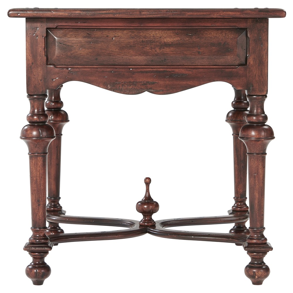 Lyon Updated Traditional Brown Wood Square Side Table|